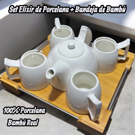 Set Elixir de Porcelana + Bandeja de Bambu(✨ 𝐍𝐔𝐄𝐕𝐎 | 𝐃𝐢𝐬𝐞𝐧̃𝐨 𝐄𝐱𝐜𝐥𝐮𝐬𝐢𝐯𝐨 𝟐𝟎𝟐𝟓❞)